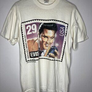 Vintage Elvis Presley T-Shirt Large Stamp 90's Single Stitch USA  Made READ